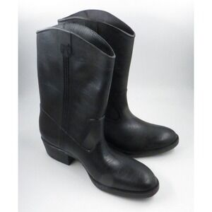 Bata Boots Made in USA Western Biker Boots Black Steel Shank Size 10